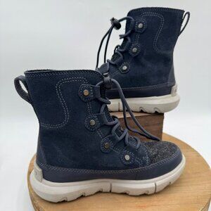 SOREL EXPLORER WATERPROOF LACE-UP INSULATED BOOTS IN INDIA INK NWT KIDS SIZE 13